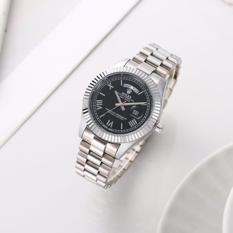 Rolex Black pulseira prata