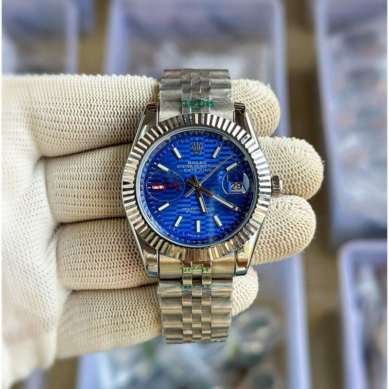 Rolex Blue Pulseira prata