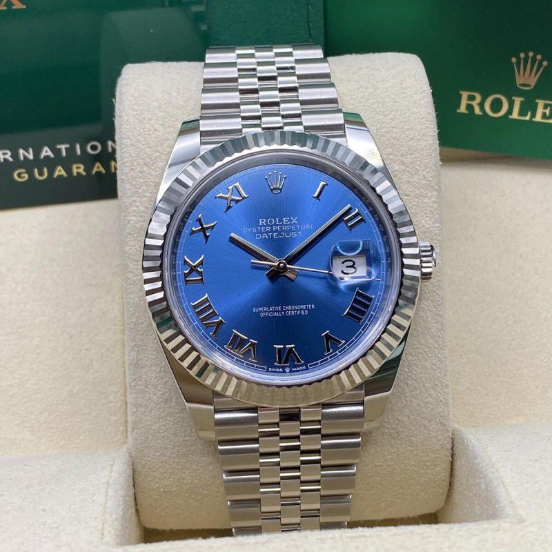 Rolex Blue Pulseira prata